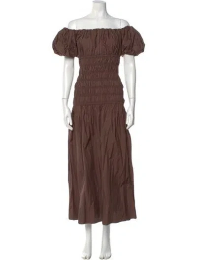 Pre-owned Significant Other Off-the-shoulder Long Dress In Brown