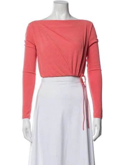 Pre-owned Significant Other Off-the-shoulder Long Sleeve Crop Top In Pink