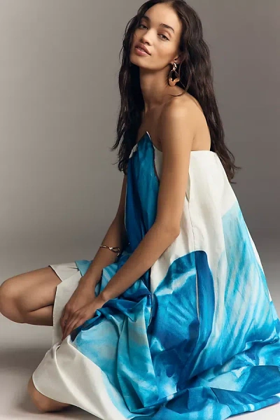 Significant Other Olea Petite Strapless Midi Dress In Blue