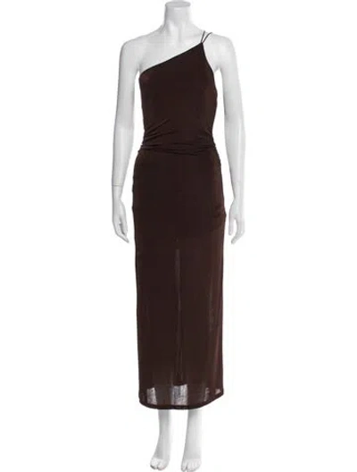 Pre-owned Significant Other One-shoulder Long Dress In Brown