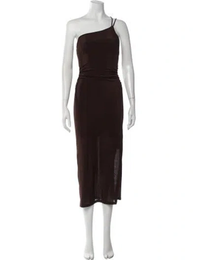 Pre-owned Significant Other One-shoulder Long Dress In Brown
