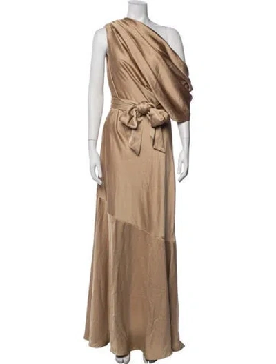 Pre-owned Significant Other One-shoulder Long Dress In Gold