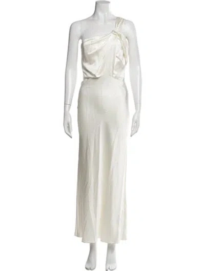 Pre-owned Significant Other One-shoulder Long Dress In Neutral
