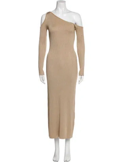 Pre-owned Significant Other One-shoulder Long Dress In Neutral