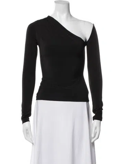 Pre-owned Significant Other One-shoulder Long Sleeve Top In Black