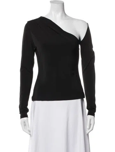 Pre-owned Significant Other One-shoulder Long Sleeve Top In Black