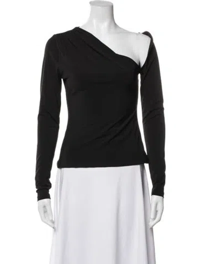 Pre-owned Significant Other One-shoulder Long Sleeve Top In Black