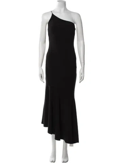 Pre-owned Significant Other One-shoulder Midi Length Dress In Black