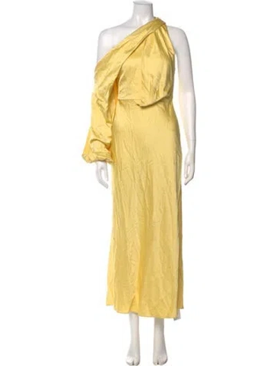 Pre-owned Significant Other One-shoulder Midi Length Dress In Yellow