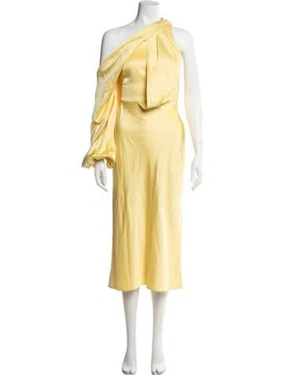 Pre-owned Significant Other One-shoulder Midi Length Dress In Yellow