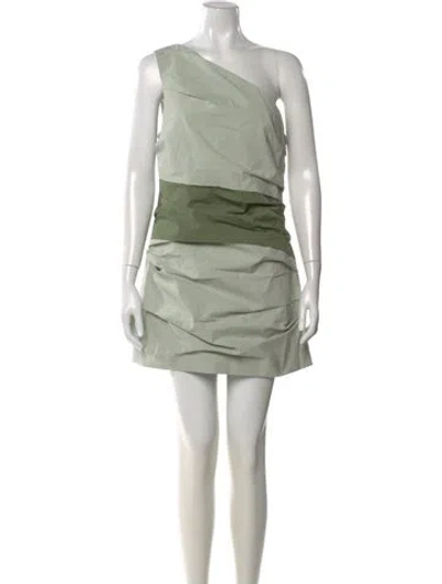 Pre-owned Significant Other One-shoulder Mini Dress In Green