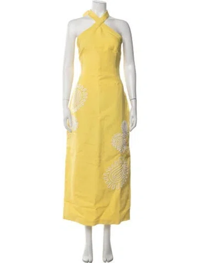 Pre-owned Significant Other Paisley Print Long Dress In Yellow