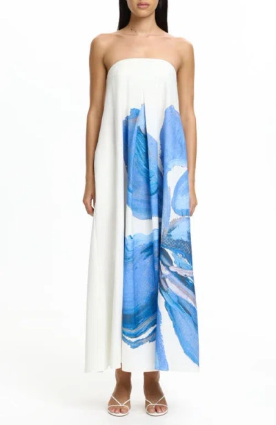 Significant Other Parisa Placed Floral Strapless Cotton Maxi Dress In Multi