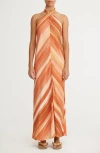 Significant Other Patrice Chevron Stripe Halter Neck Maxi Dress In Sherbet Stripe