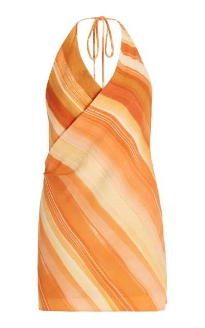 Significant Other Patrice Striped Halter Dress In Orange
