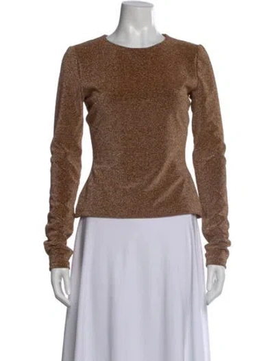 Pre-owned Significant Other Patterned Crew Neck Top In Brown