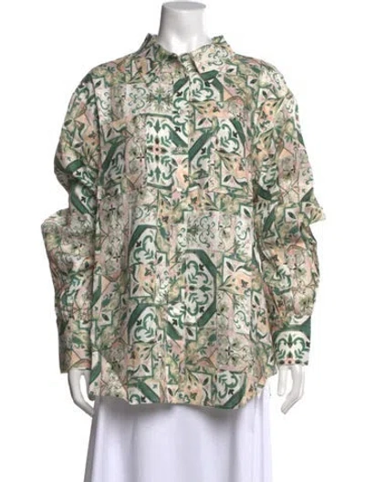 Pre-owned Significant Other Patterned Long Sleeve Button-up Top W/ Tags In Neutral