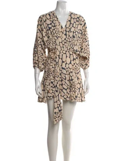 Pre-owned Significant Other Patterned Mini Dress In Neutral