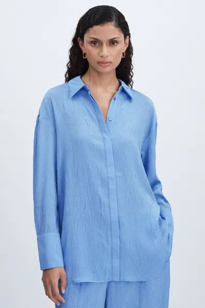 Significant Other Periwinkle Crinkle Satin Shirt