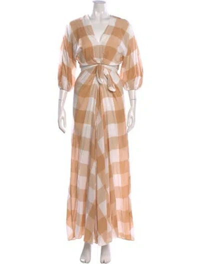 Pre-owned Significant Other Plaid Print Mini Dress In Neutral