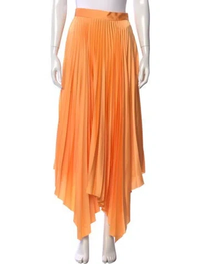 Pre-owned Significant Other Pleated Accents Long Skirt In Orange