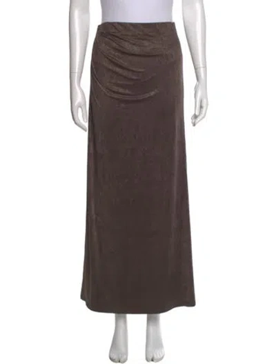 Pre-owned Significant Other Pleated Accents Midi Length Skirt In Brown