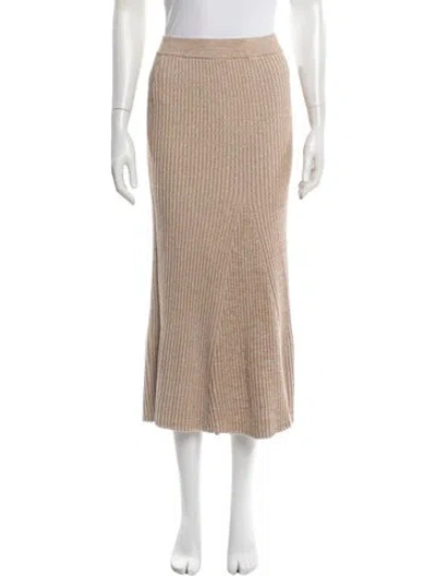 Pre-owned Significant Other Pleated Accents Midi Length Skirt In Brown
