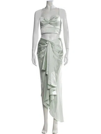 Pre-owned Significant Other Pleated Accents Skirt Set In Green