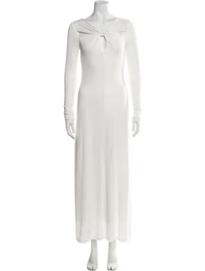 Pre-owned Significant Other Plunge Neckline Long Dress In Blue