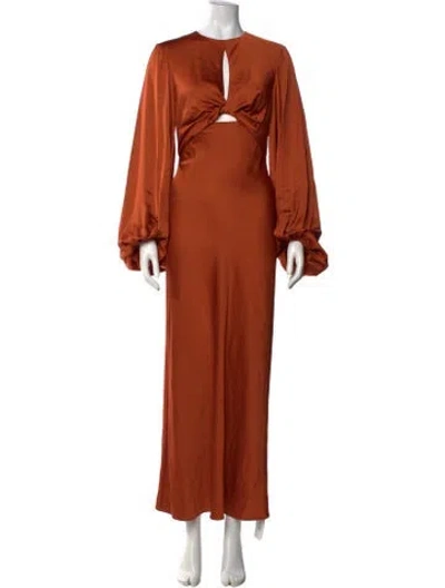 Pre-owned Significant Other Plunge Neckline Long Dress In Orange