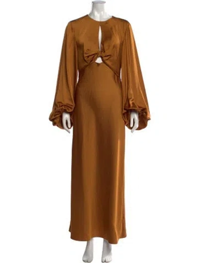 Pre-owned Significant Other Plunge Neckline Long Dress In Orange