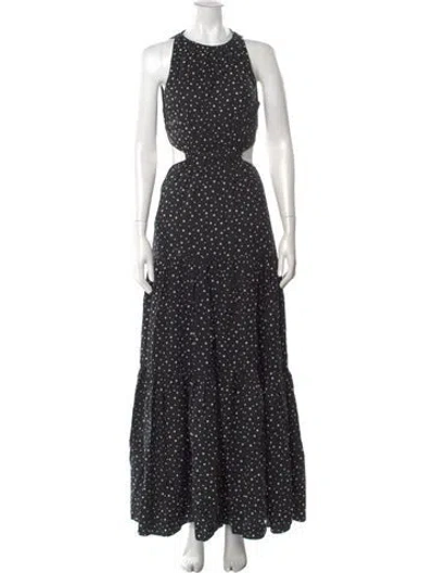 Pre-owned Significant Other Polka Dot Print Long Dress In Black