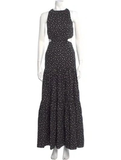 Pre-owned Significant Other Polka Dot Print Long Dress In Black