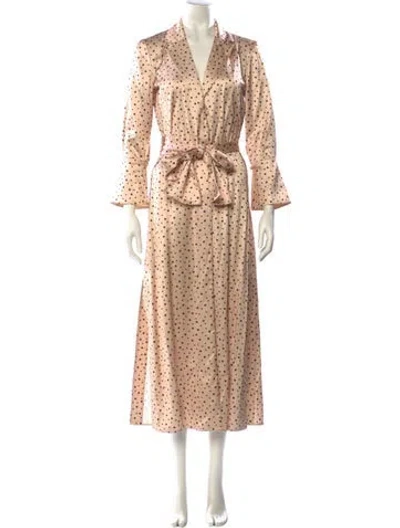 Pre-owned Significant Other Polka Dot Print Long Dress In Neutral