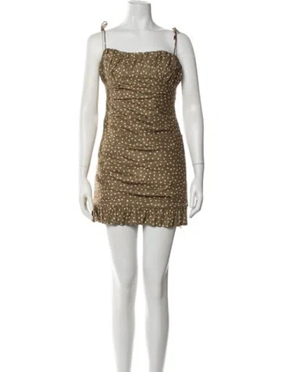 Pre-owned Significant Other Polka Dot Print Mini Dress In Green