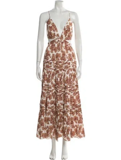 Pre-owned Significant Other Printed Long Dress In Neutral