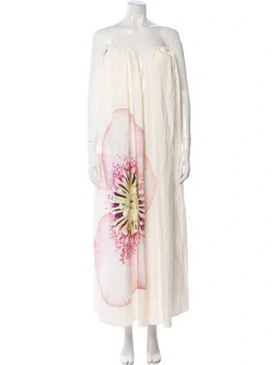 Pre-owned Significant Other Printed Long Dress In Neutral