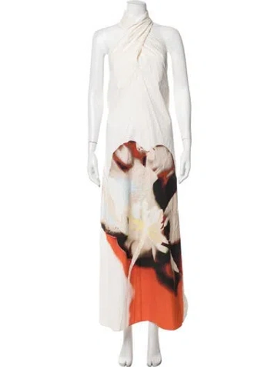 Pre-owned Significant Other Printed Long Dress In Neutrals