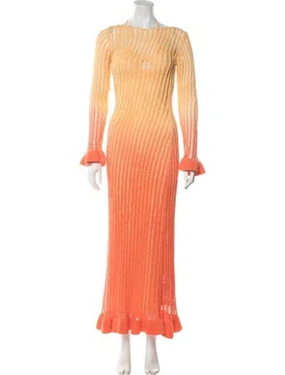 Pre-owned Significant Other Printed Long Dress In Orange