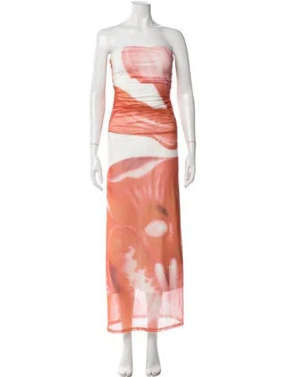 Pre-owned Significant Other Printed Long Dress In Orange