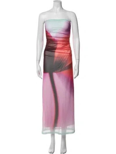 Pre-owned Significant Other Printed Long Dress In Pink