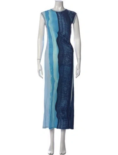 Pre-owned Significant Other Printed Long Dress W/ Tags In Blue