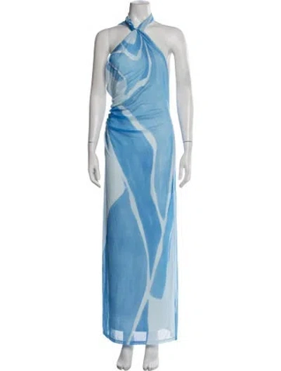 Pre-owned Significant Other Printed Long Dress W/ Tags In Blue