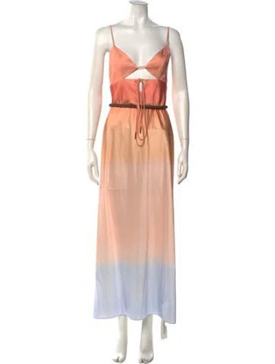 Pre-owned Significant Other Printed Long Dress W/ Tags In Orange