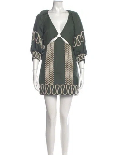 Pre-owned Significant Other Printed Mini Dress In Green