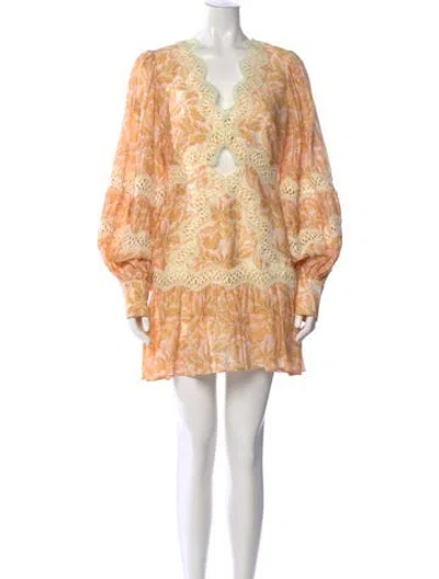 Pre-owned Significant Other Printed Mini Dress In Orange