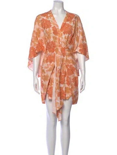 Pre-owned Significant Other Printed Mini Dress In Orange