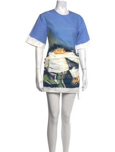 Pre-owned Significant Other Printed Mini Dress W/ Tags In Blue