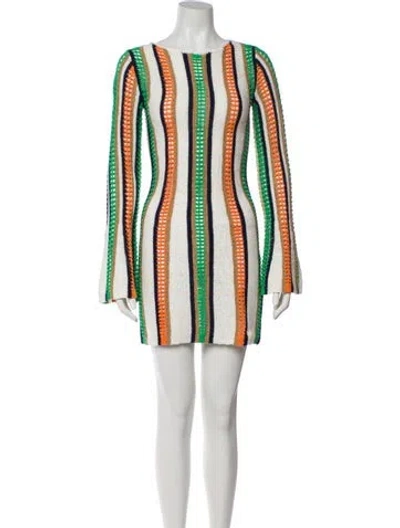 Pre-owned Significant Other Printed Mini Dress In White
