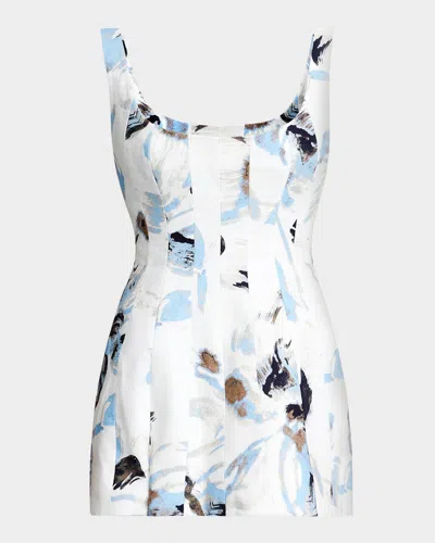 Significant Other Rosalie Printed Sleeveless Mini Dress In White